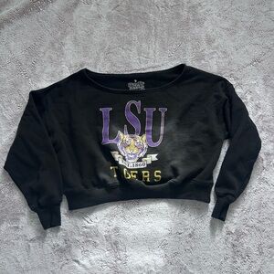 LSU off-shoulder cropped sweatshirt
